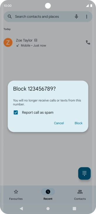 To report the number as spam, press the field next to To report the number as spam, press the field next to
