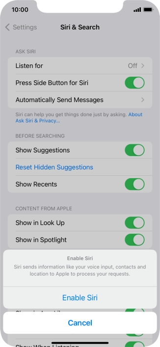 Press Enable Siri.