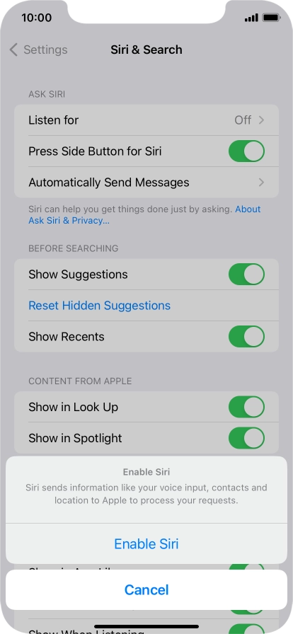Press Enable Siri.