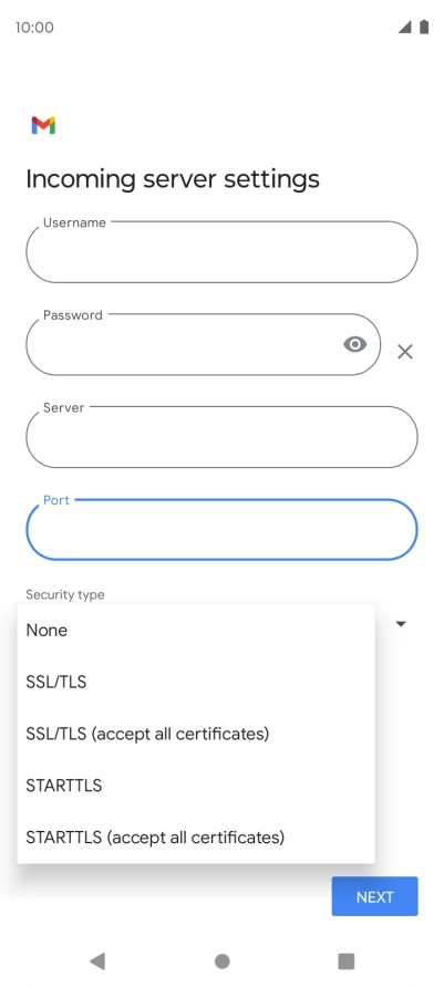 Press SSL/TLS. Press SSL/TLS.