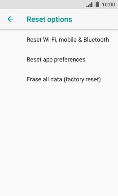 Press Erase all data (factory reset).