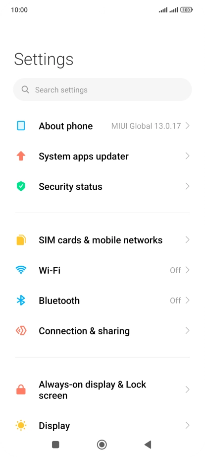 Press SIM cards & mobile networks.