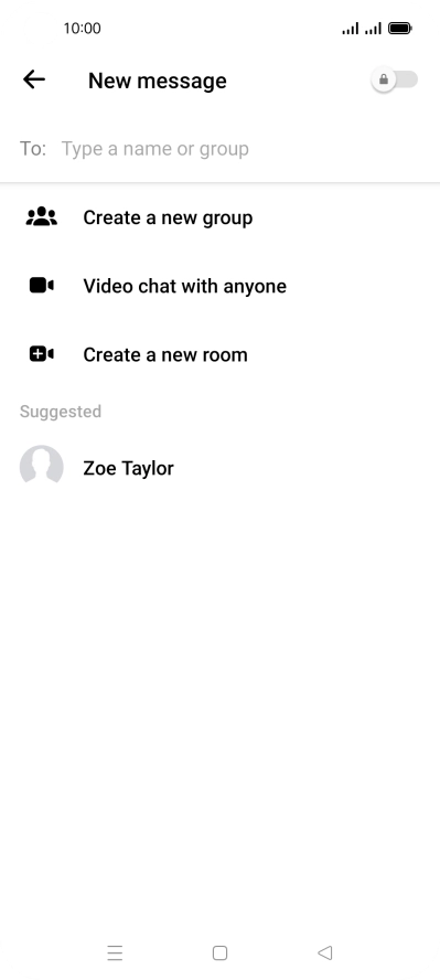 Press the search field and key in the first letters of the recipient's name.