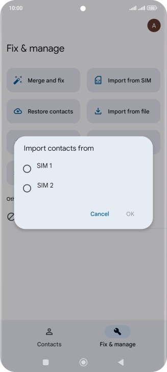 Press the required SIM.