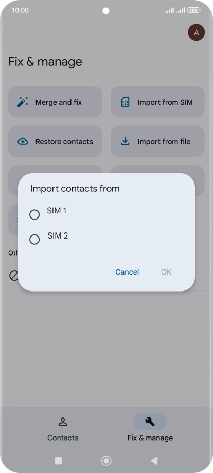 Press the required SIM.