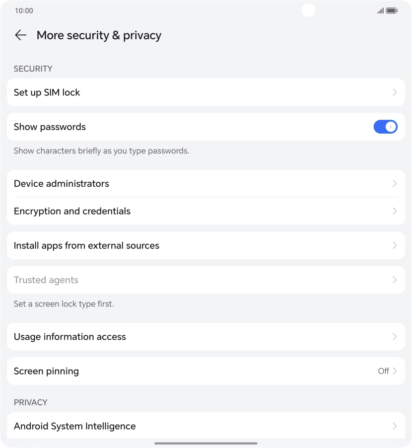 Press Set up SIM lock. Press Set up SIM lock.