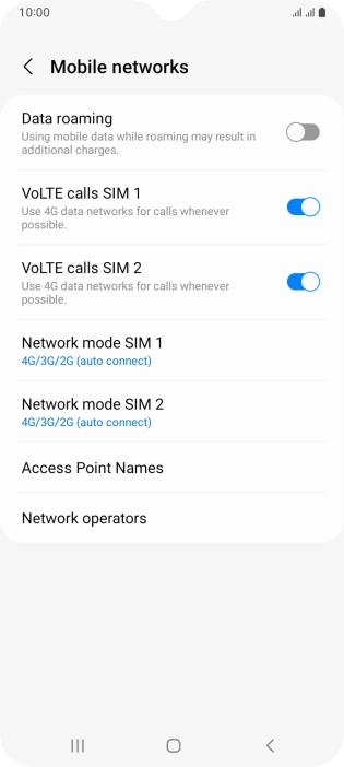 Press Network mode ‹SIM› . Press Network mode ‹SIM› .