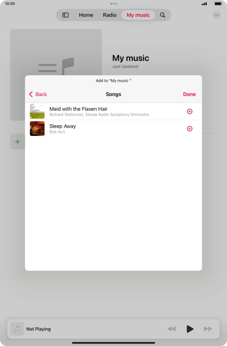 Go to the required category and press the add icon next to the required audio file.