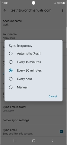 Press the required setting.