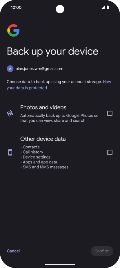 Press the fields next to the required data types to select them. Press the fields next to the required data types to select them.