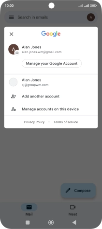 Press the required email account.