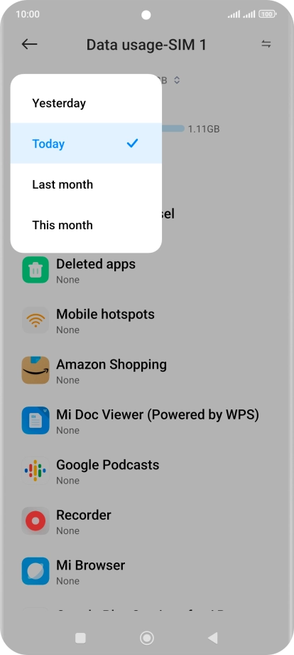 Press the required setting.