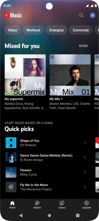 Press Library and go to the required audio file.