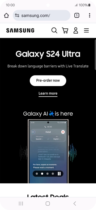 Press the menu icon.