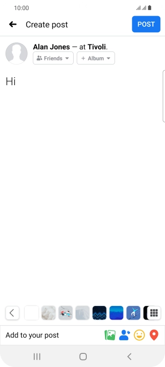 Write the required text and press POST.