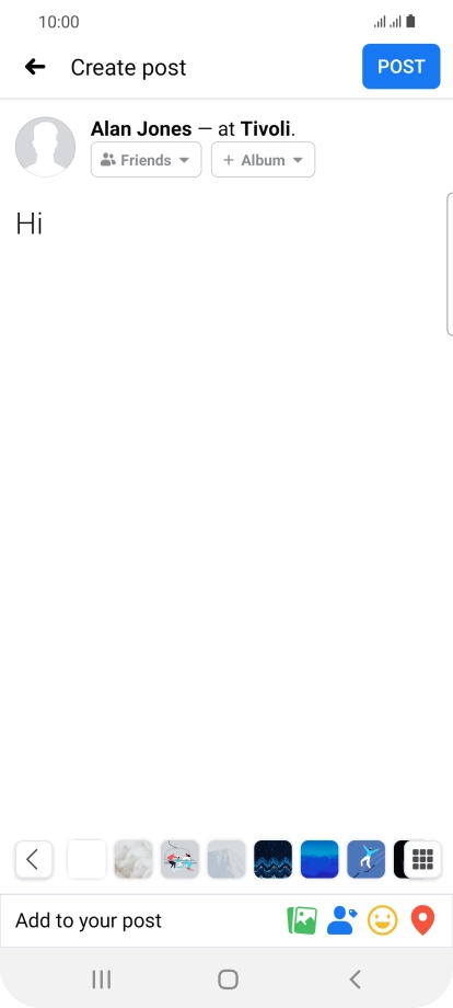 Write the required text and press POST.
