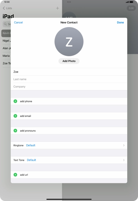 Press Last name and key in the last name.