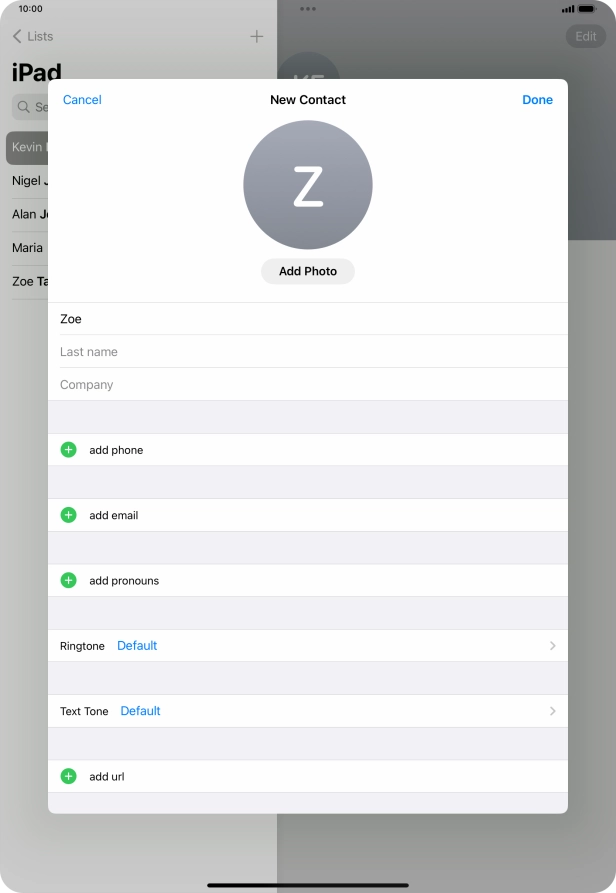 Press Last name and key in the last name.