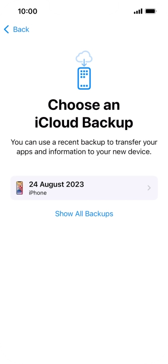 Press the required backup and your phone restores the content of the selected backup. Subsequently, follow the instructions on the screen to set up your phone and prepare it for use.