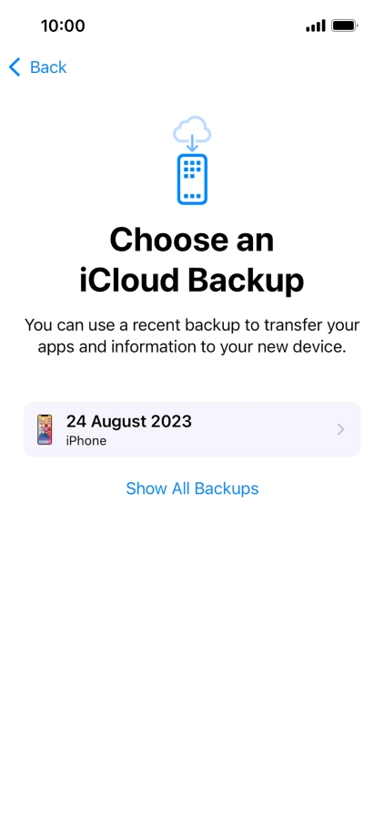 Press the required backup and your phone restores the content of the selected backup. Subsequently, follow the instructions on the screen to set up your phone and prepare it for use.