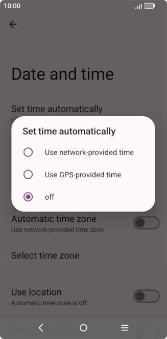 Press Use network-provided time.