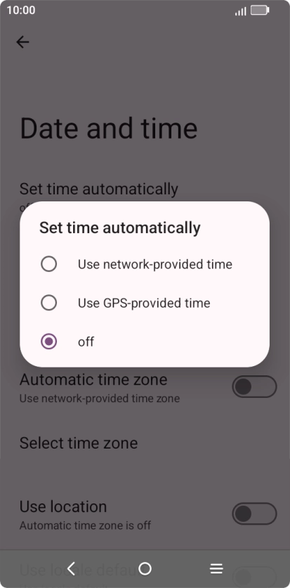 Press Use network-provided time.