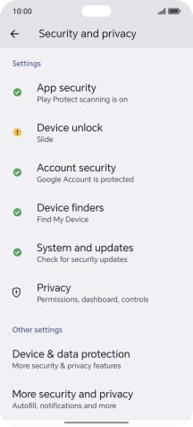 Press More security and privacy.