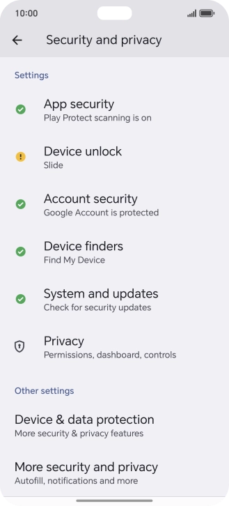 Press More security and privacy.