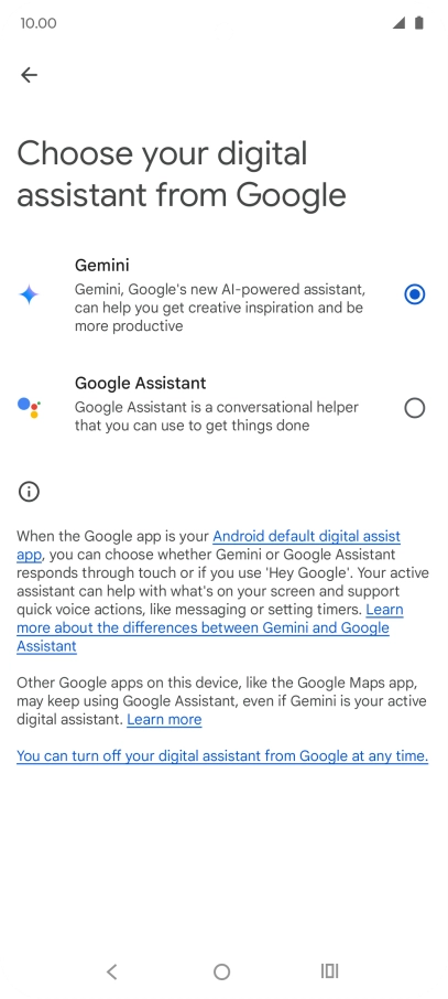 Press the required voice control assistant.