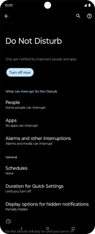 Press Turn off now to turn off Do Not Disturb.