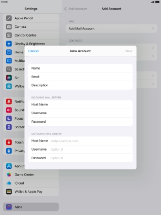 Press Host Name and key in the name of your email provider's outgoing server.