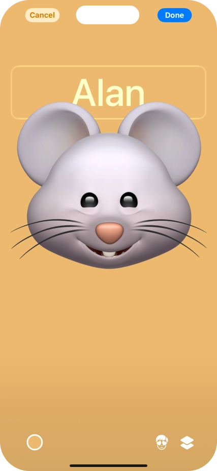 Press the name field and follow the instructions on the screen to select the required font and colour for your name on the Contact Poster. Press the name field and follow the instructions on the screen to select the required font and colour for your name on the Contact Poster.