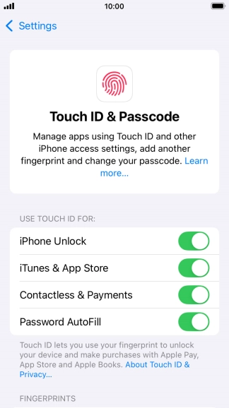 Press the indicators next to the required settings to turn them on or off.