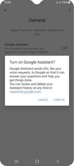 If you turn on the function, press TURN ON.