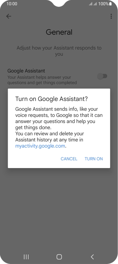 If you turn on the function, press TURN ON.