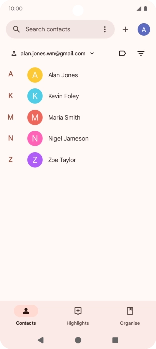 Press and hold the required contact.