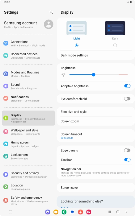 Press Screen timeout.