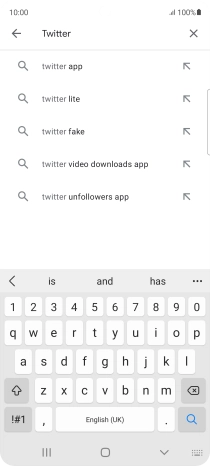 Key in Twitter and press the search icon. Key in Twitter and press the search icon.