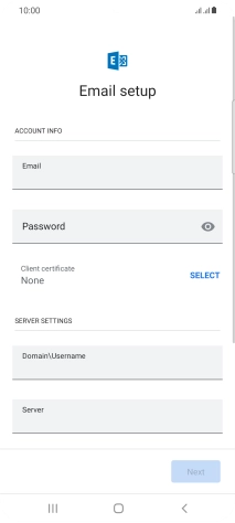 Press Password and key in the password for your email account. Press Password and key in the password for your email account.