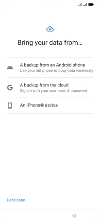 Press the required setting and follow the instructions on the screen to transfer the content from another phone.
