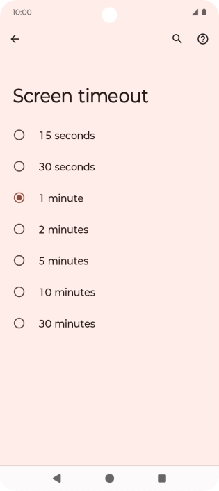 Press the required setting.