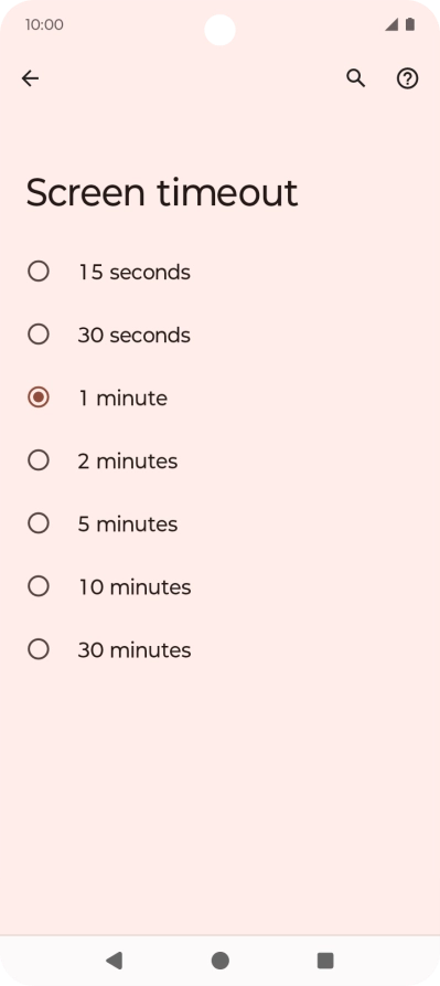 Press the required setting.