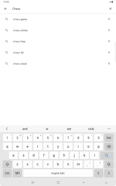 Key in the name or subject of the required app and press the search icon.