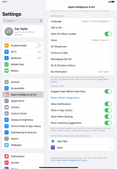 Press the indicator next to 