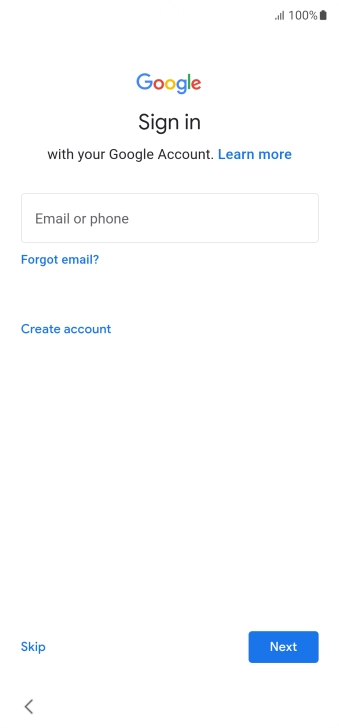 Press Email or phone and key in the username for your Google account.
