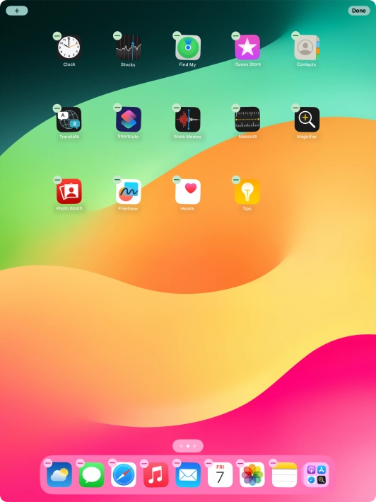 To remove an application from Dock, press and hold the required application and drag it upwards from Dock. To remove an application from Dock, press and hold the required application and drag it upwards from Dock.