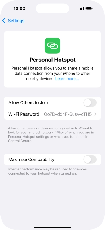 Press Wi-Fi Password and key in the required password.