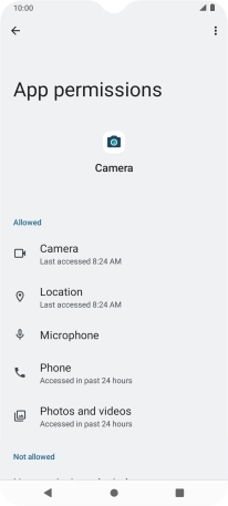 The app activity for the selected app is displayed.
