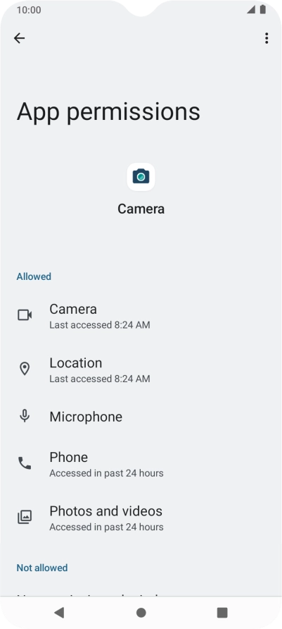The app activity for the selected app is displayed.