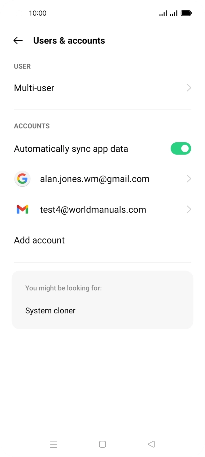 Press the required email account. Press the required email account.